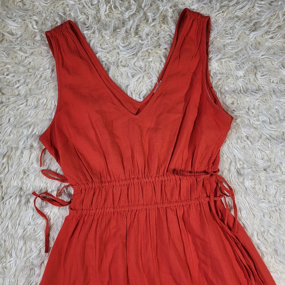 Faherty Brand sandbar Organic Cotton maxi dress Red Sleeveless Size Medium - Picture 5 of 11